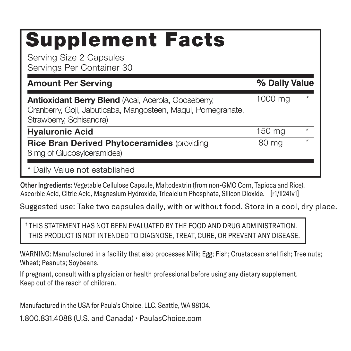Hyaluronic Acid + Ceramide Dietary Supplement